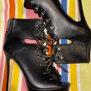 Shoe Dazzle Black Lace-Up Ankle Booties